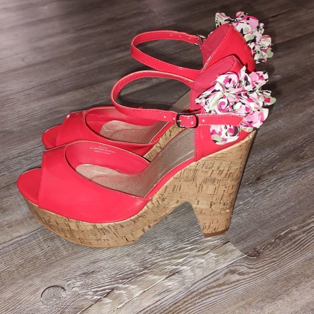 Patent platform kork heels shoes Sz 11 EUC - Picture 3 of 9